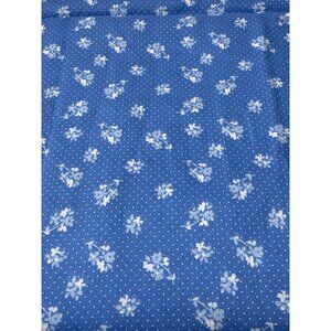 Blue Floral Polka Dot Fabric 15" x 44" Sewing Quilting